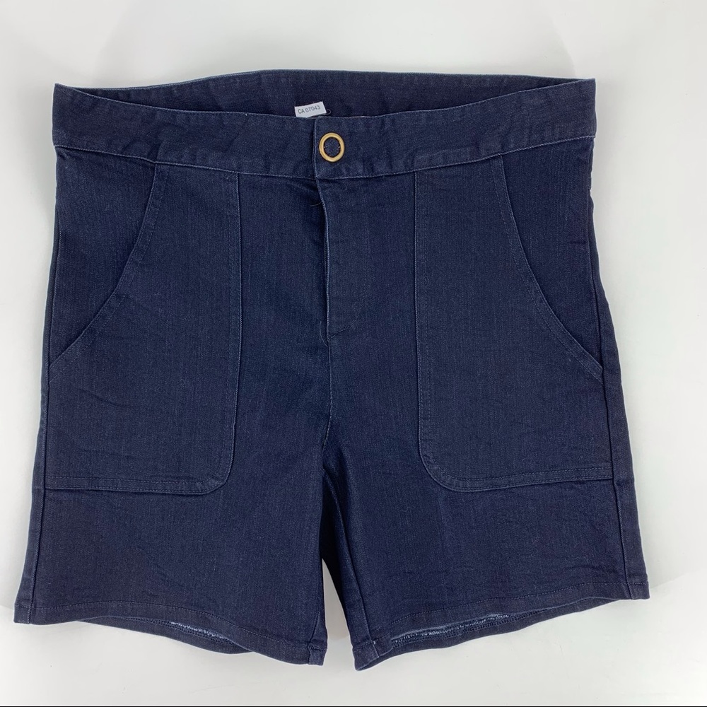 XCVI Dark Blue Vintage Look Denim Shorts, Small
